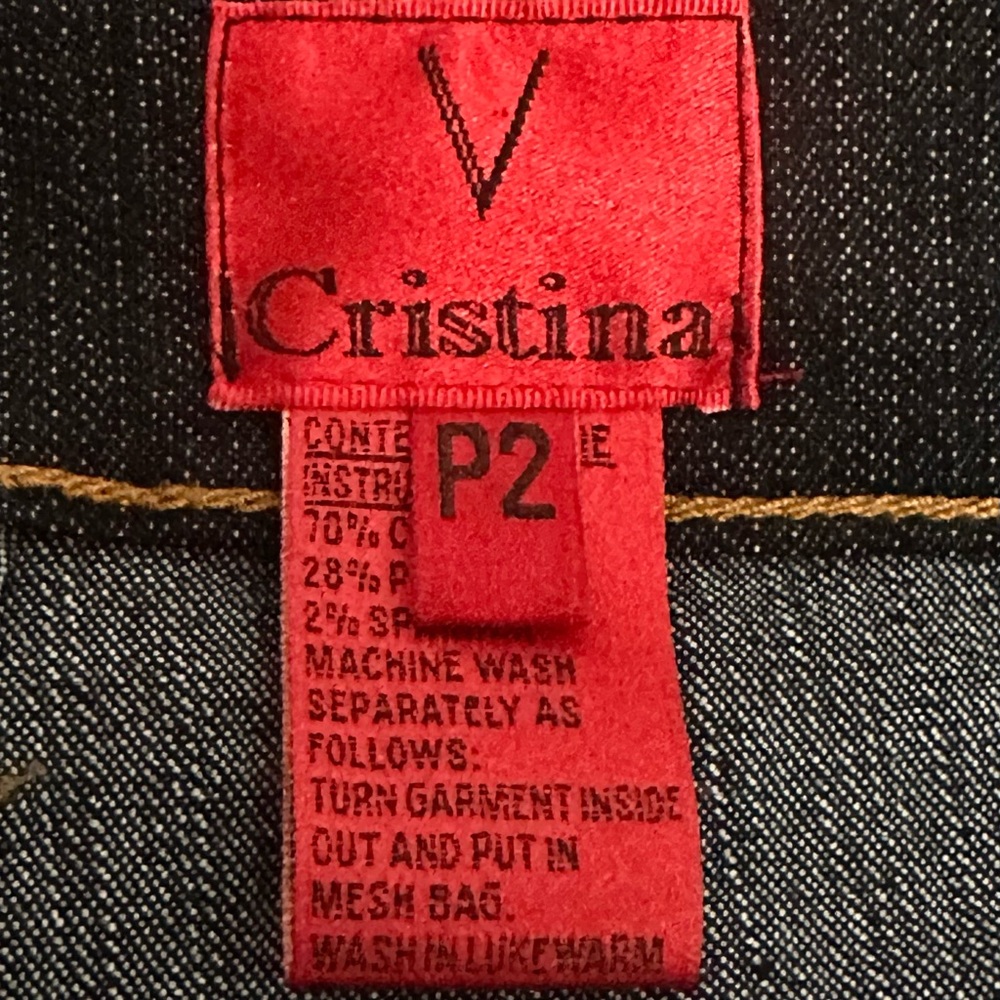 V Cristina Jeans Cropped 2P Black Beaded Cheetah Print Satin Hem - Picture 9 of 9